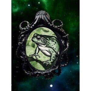 Toad Pin Green Frog Witchy Brooch